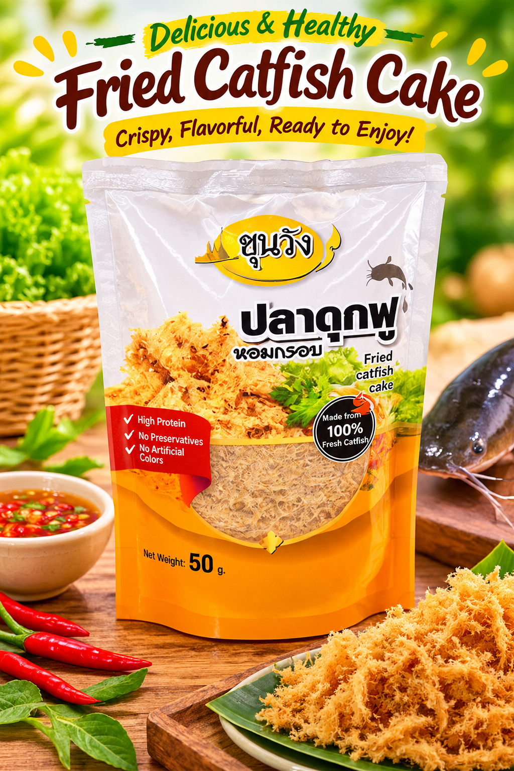 Khun Wang Crispy Fried Catfish Floss