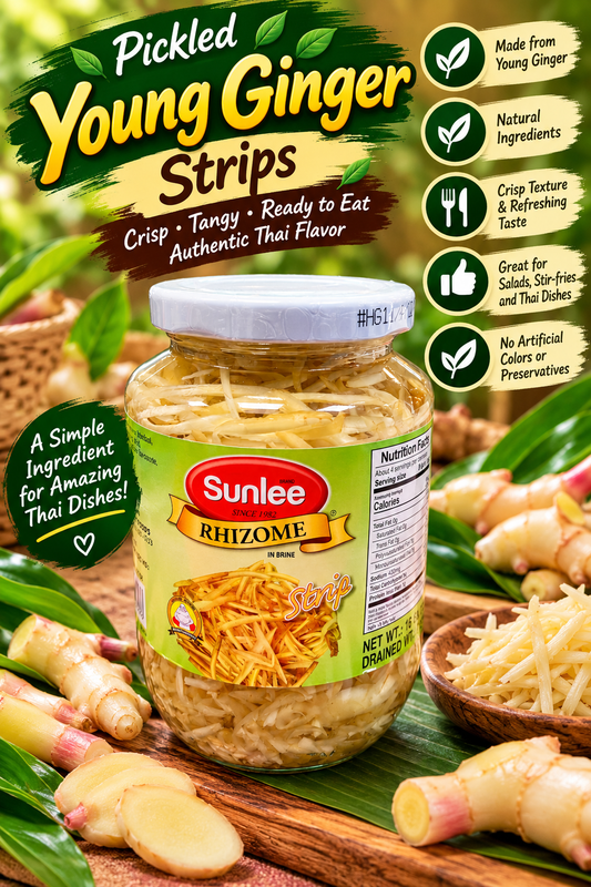 Sunlee Rhizome in Brine (Kra Chai) Strips 16 oz (454 g)