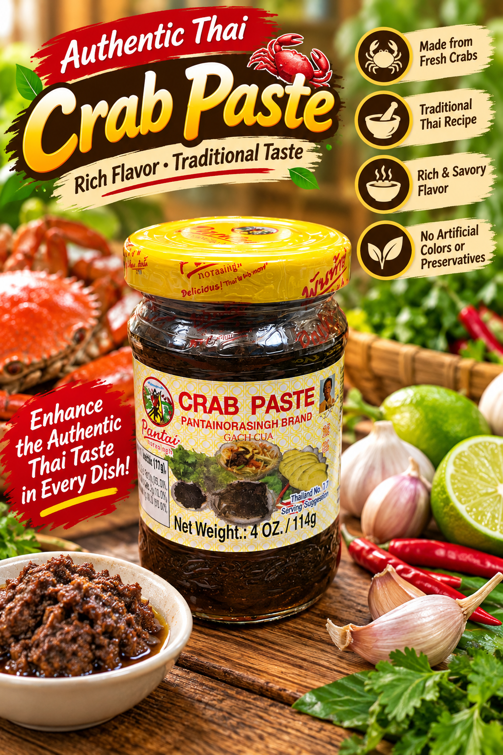 Pantainorasingh Crab Paste 4 oz (114 g)